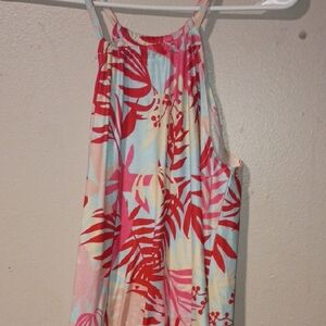 Tropical Print Sleeveless Dress